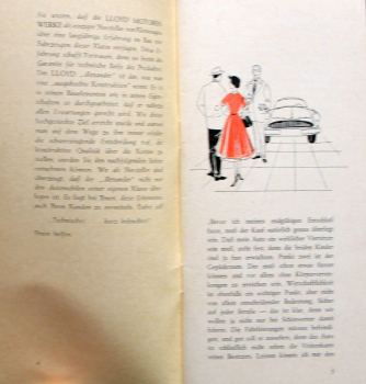 Lloyd Modelprogram 1956 "Technisches kurz beleuchtet" Carbrochure (10140)